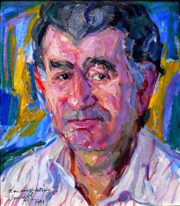 Retrato de Gamoneda realizado por Modesto Llamas Gil.