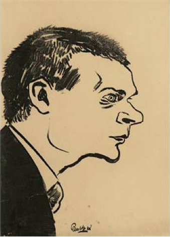 Georg Trakl retratado por Otto Pankok (1925).