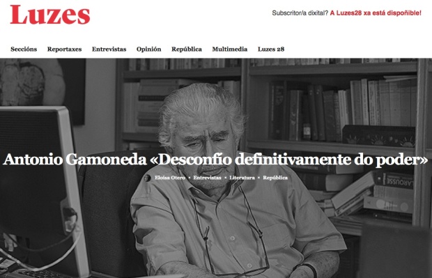 Entrevista a Gamoneda en la revista gallega Luzes.