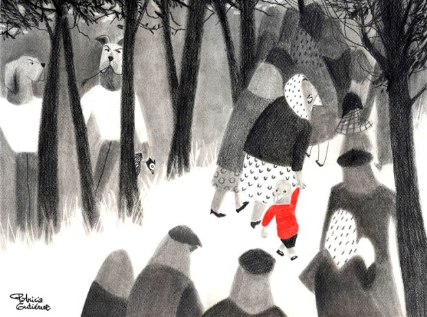 © Ilustración de Patricia Gutiérrez para "Descripción de la mentira" de Gamoneda. / continuidaddeloslibros.com